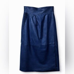 Mario Valentino Italian Blue Leather Wrap Skirt IT 42 US 6